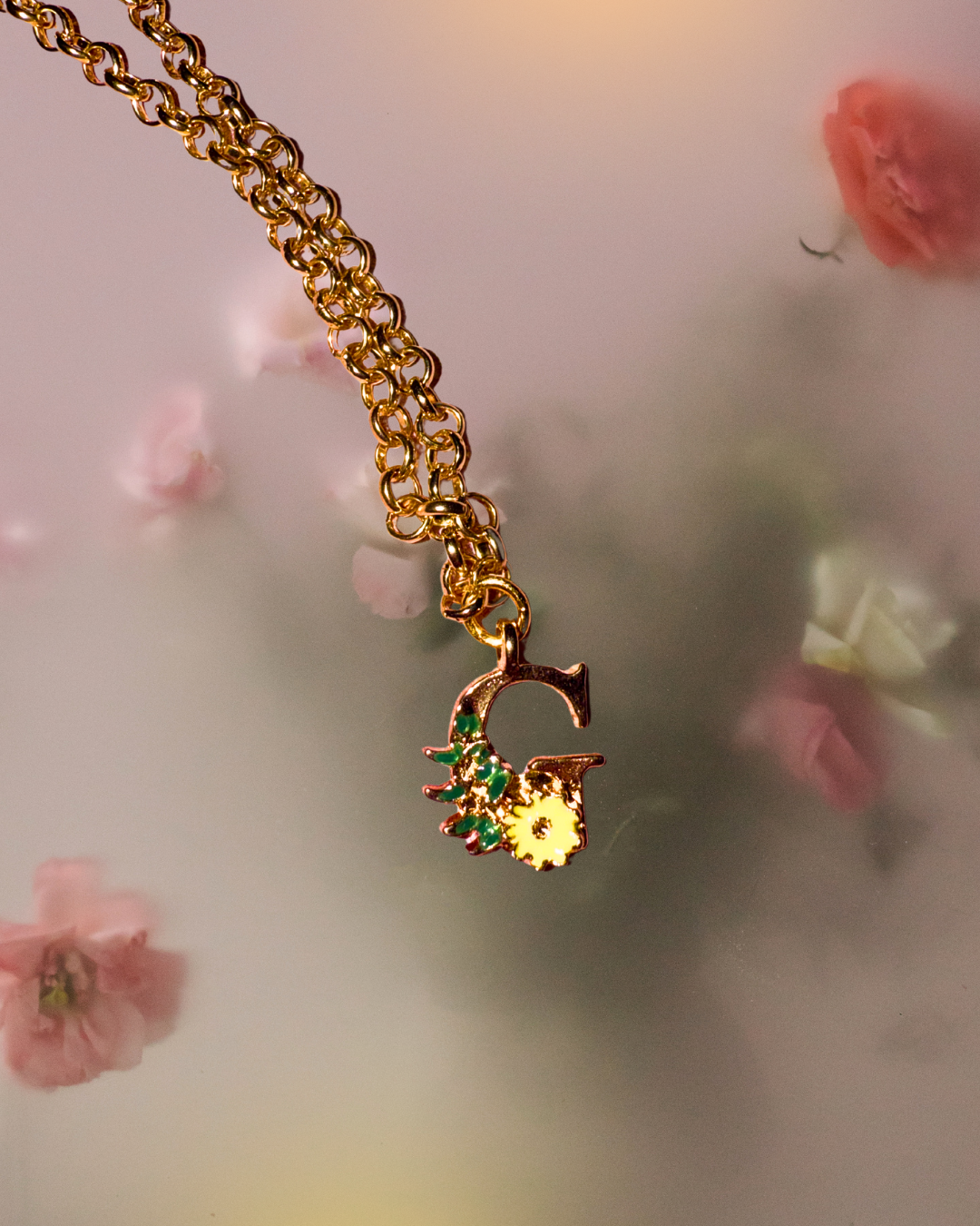 Floral Letter Necklace