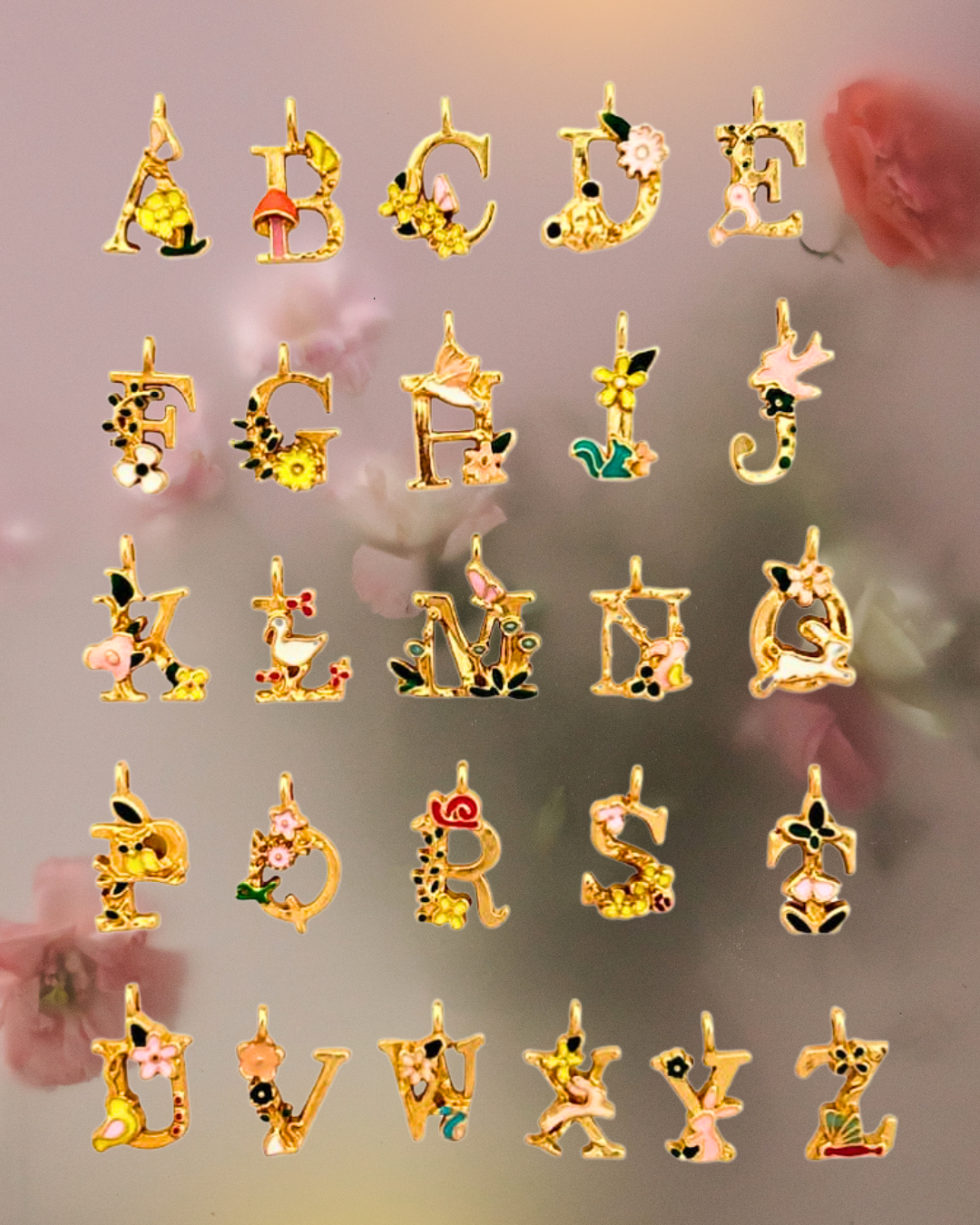 Floral Letter Necklace